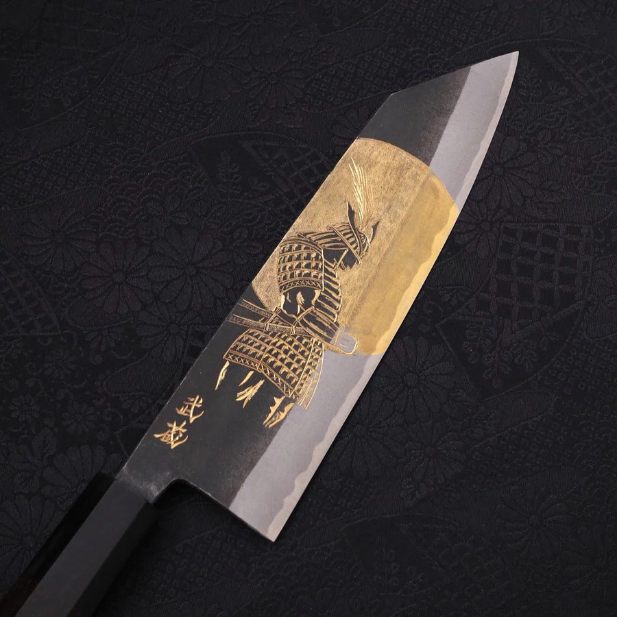 Bunka Blue Steel #2 Kurouchi Chokin Samurai Full Moon Buffalo Ebony Handle 165mm - Image 3