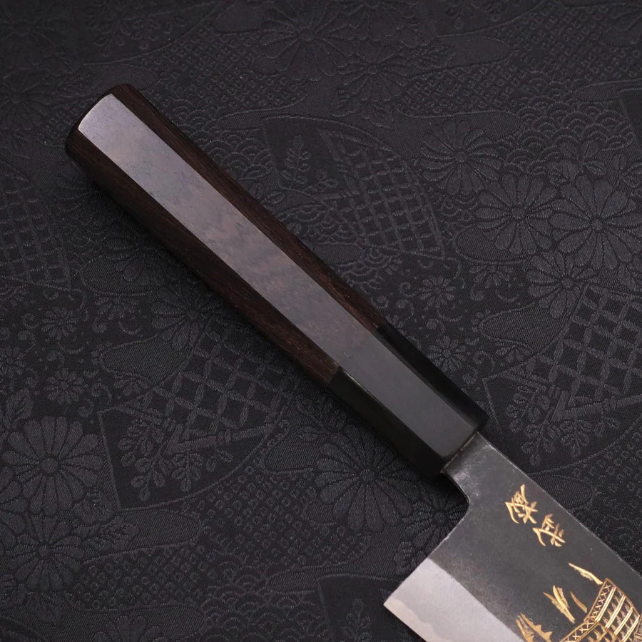 Bunka Blue Steel #2 Kurouchi Chokin Samurai Full Moon Buffalo Ebony Handle 165mm - Image 7