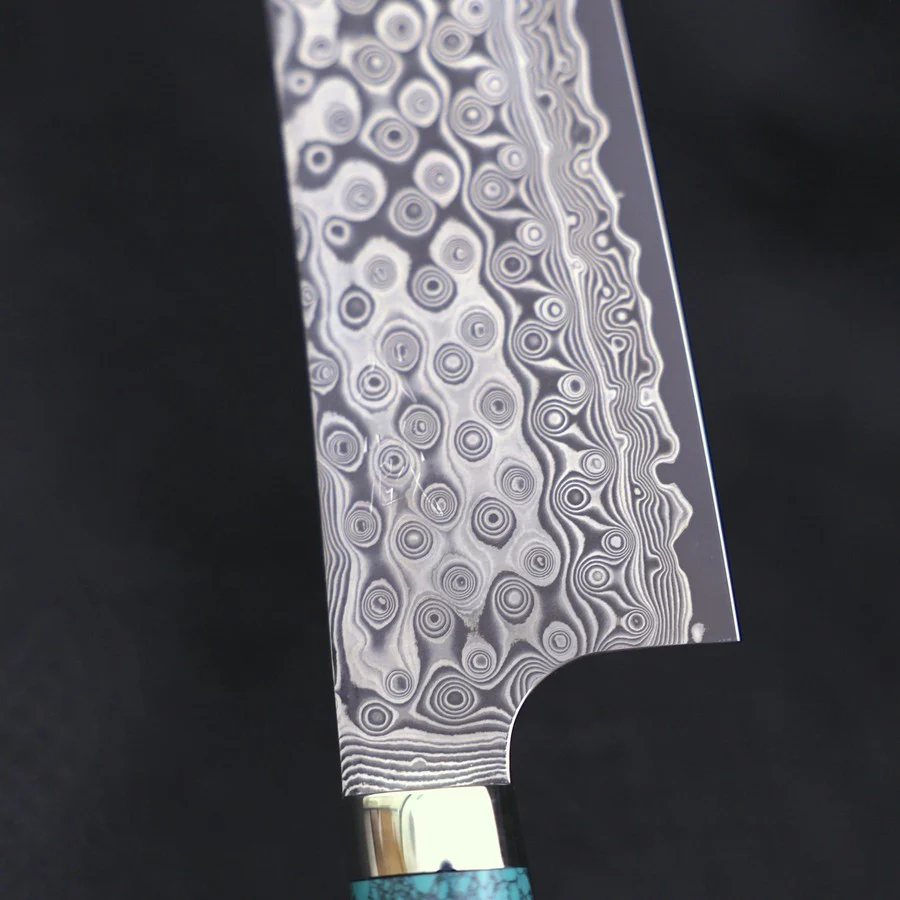 Bunka SG-2 Damascus Turquoise Green Handle 170mm - Image 3
