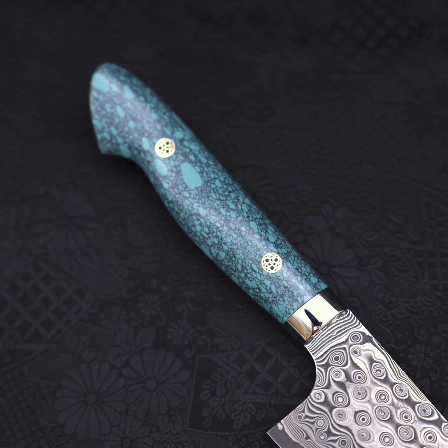Bunka SG-2 Damascus Turquoise Green Handle 170mm - Image 6