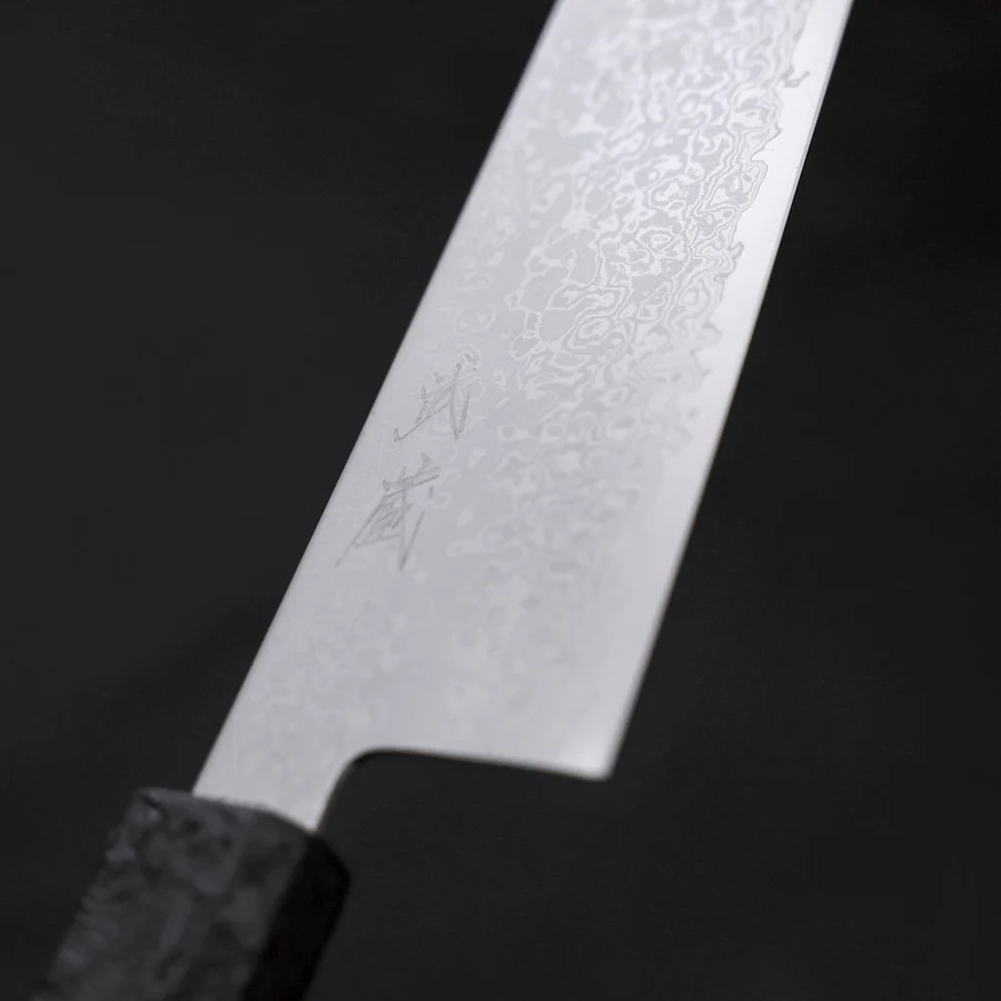 Bunka VG-10 Damascus Black Ishime Handle 180mm - Image 3