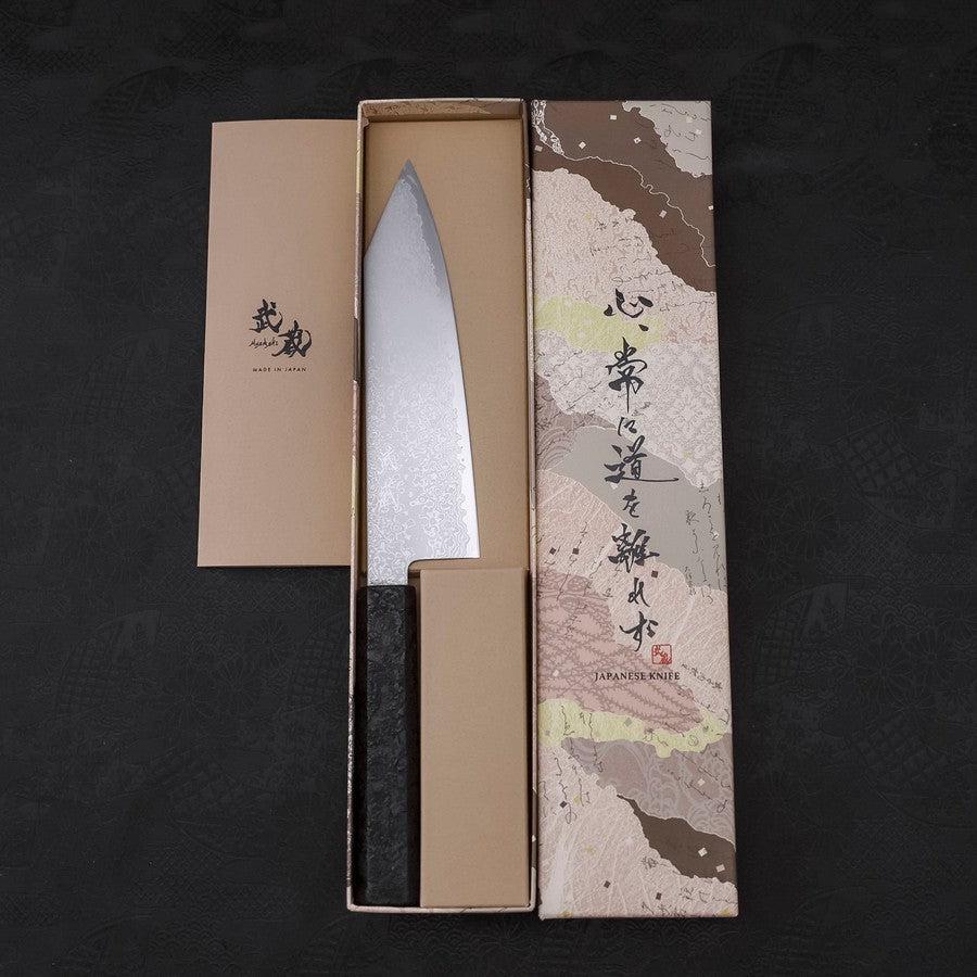 Bunka VG-10 Damascus Black Ishime Handle 180mm - Image 8