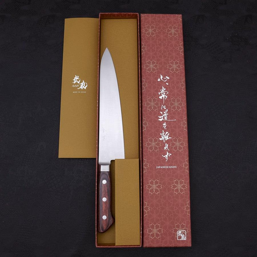 Gyuto knife AUS-8 Polished Western Mahogany Handle 210mm - Image 8