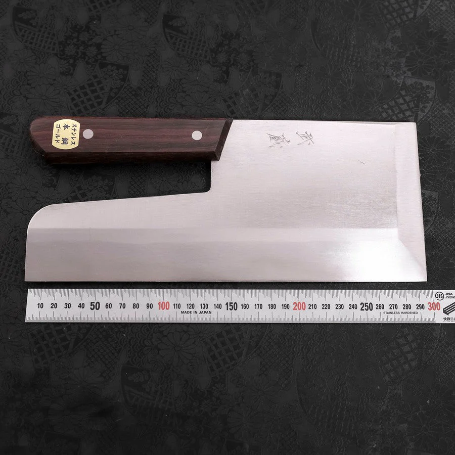 Menkiri (Noodle Knife) Molybdenum Polished Walnut Handle 300mm - Image 5