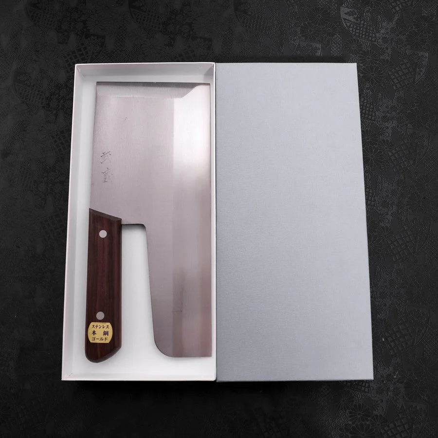 Menkiri (Noodle Knife) Molybdenum Polished Walnut Handle 300mm - Image 6