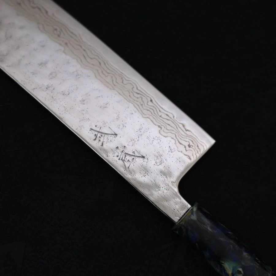 Nakiri AUS-10 Nashiji Damascus Ocean Fireworks Handle 165mm - Image 3