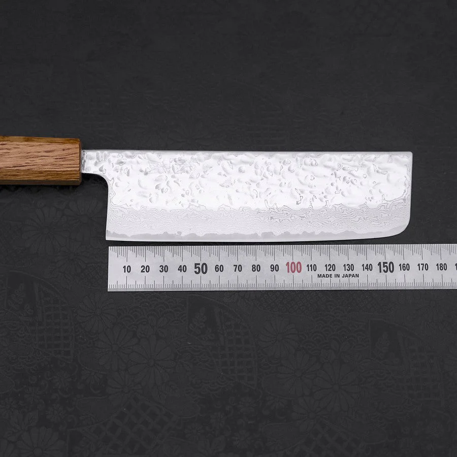 Nakiri AUS-10 Mirror Tsuchime Damascus Yaki Urushi Handle 165mm - Image 7