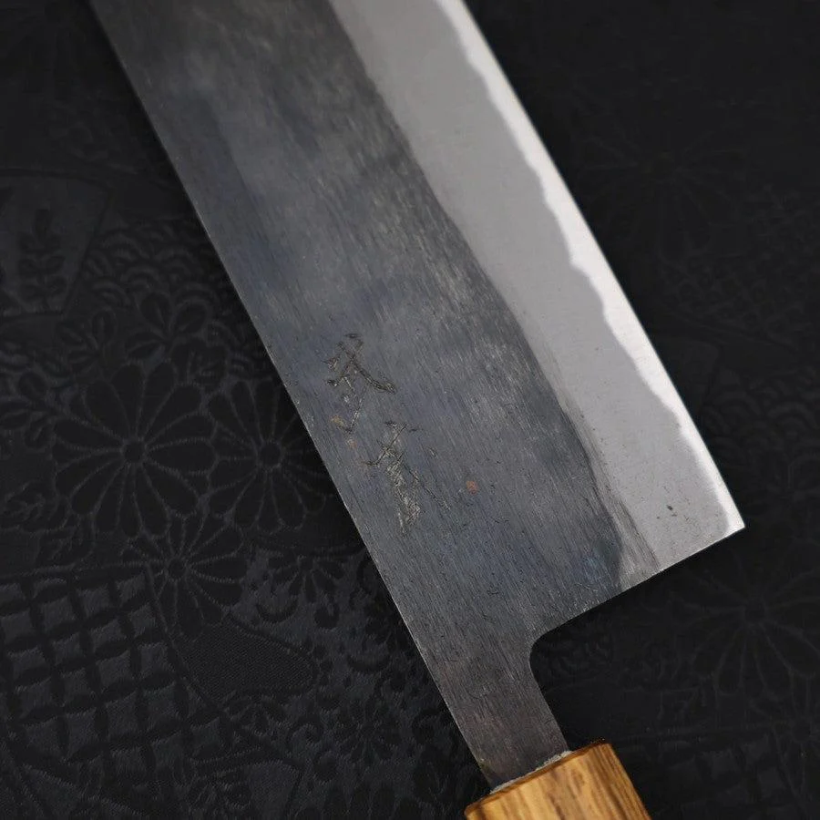 Nakiri Blue Steel #2 Kurouchi Oak Handle 165mm - Image 3