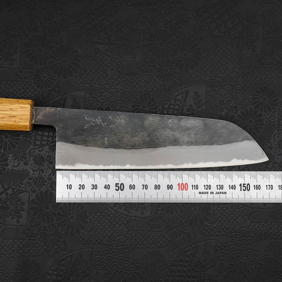 Santoku Blue Steel #2 Kurouchi Oak Handle 165mm - Image 7
