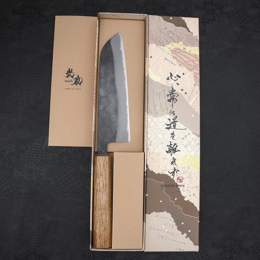 Santoku Blue Steel #2 Kurouchi Oak Handle 165mm - Image 8