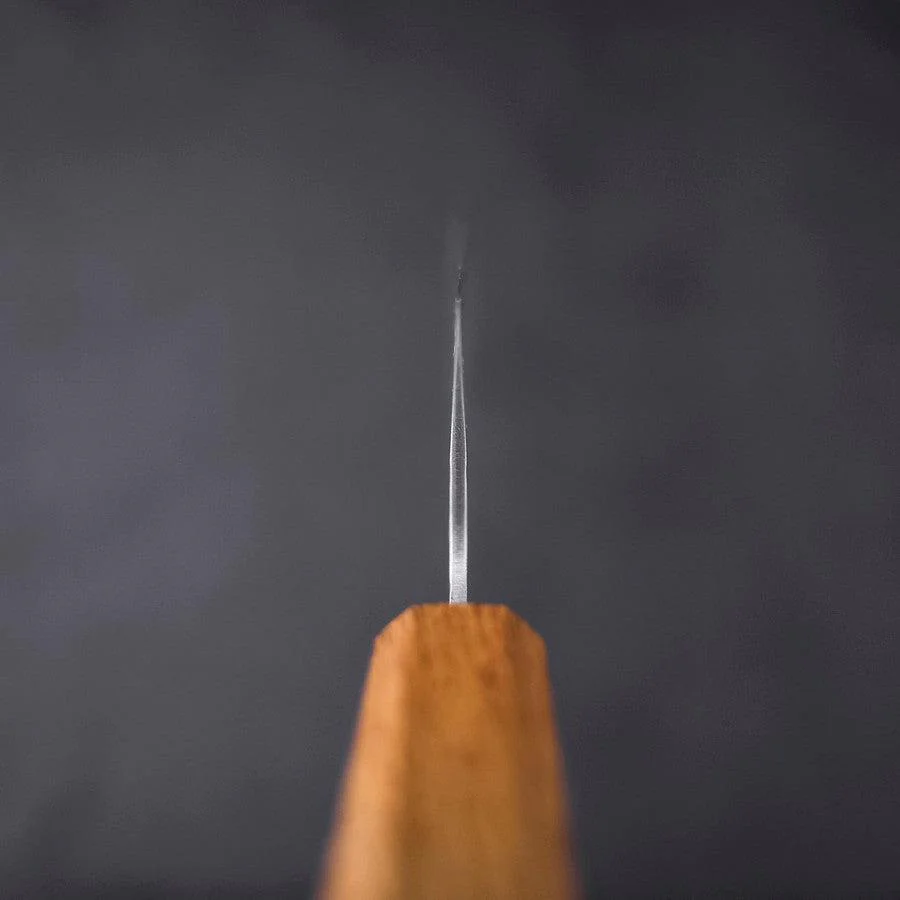 Santoku White Steel #1 Tsuchime Yaki Urushi Handle 165mm - Image 4