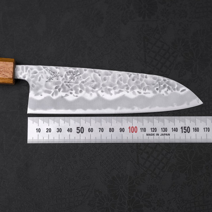 Santoku White Steel #1 Tsuchime Yaki Urushi Handle 165mm - Image 7