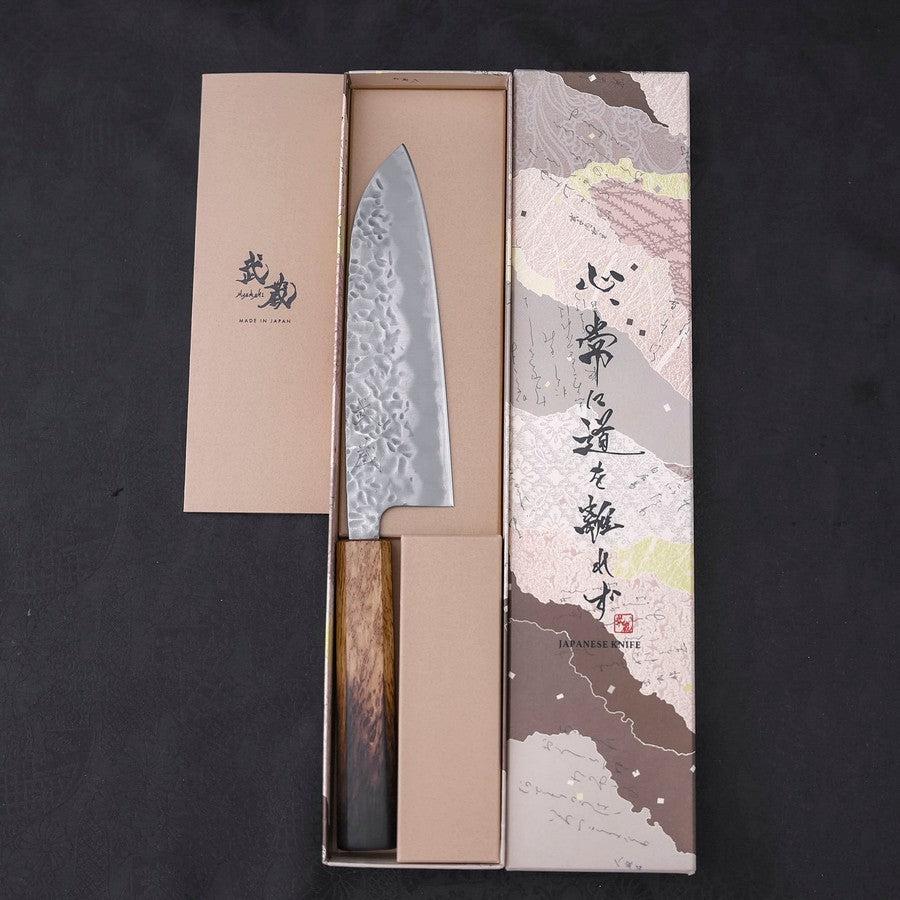 Santoku White Steel #1 Tsuchime Yaki Urushi Handle 165mm - Image 8