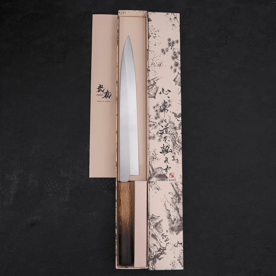 Yanagiba AUS-8 Polished Yaki Urushi Handle 270mm - Image 8