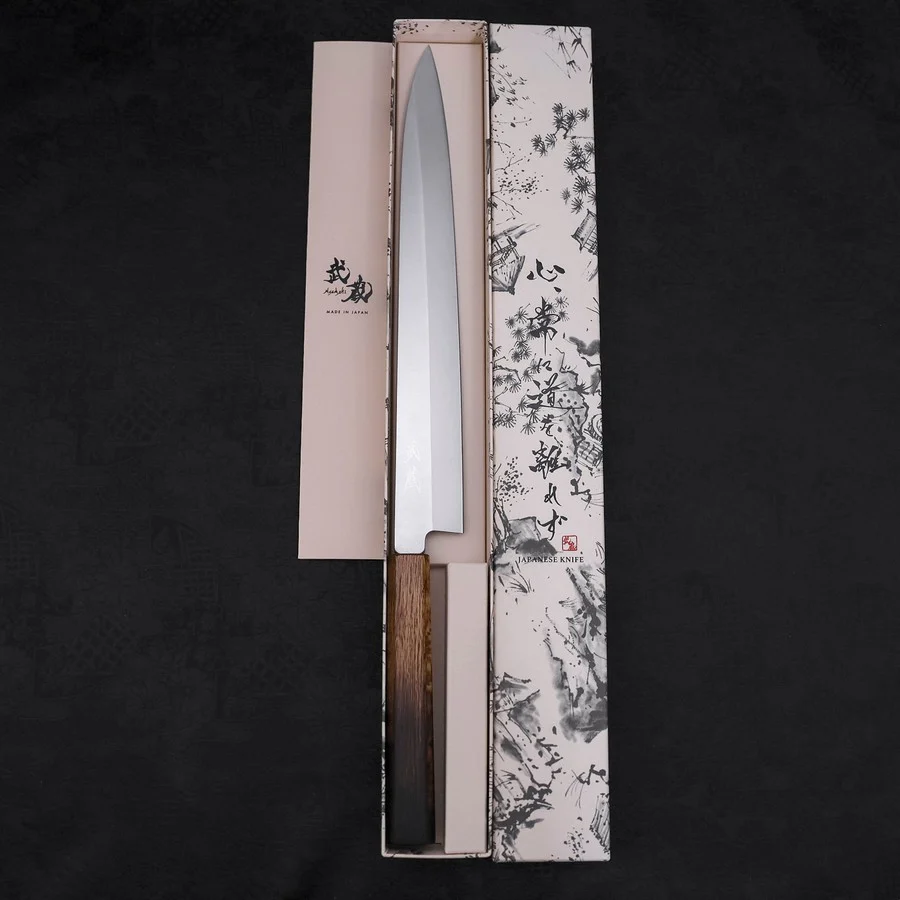 Yanagiba AUS-8 Polished Yaki Urushi Handle 300mm - Image 8