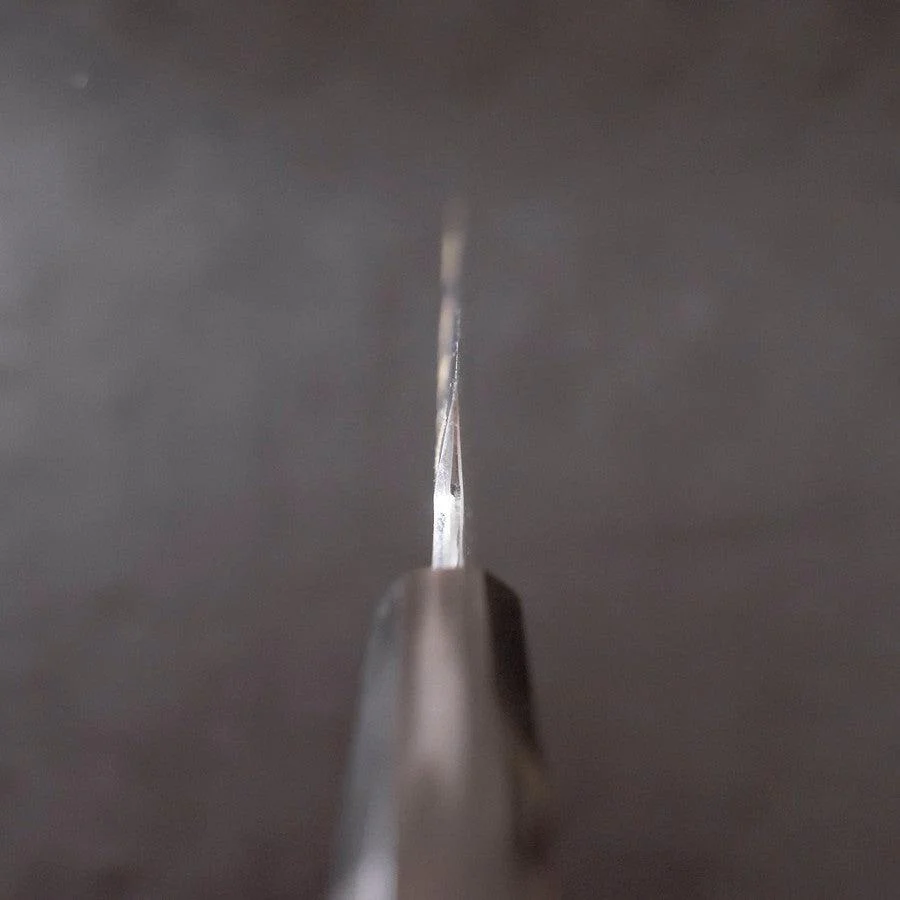 Yanagiba White Steel #2 Kasumi Chokin Sakura-Fuji Buffalo Ebony Handle 210mm - Image 4