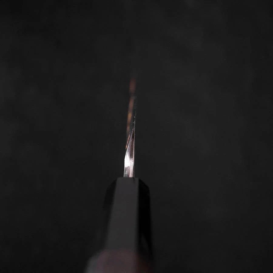 Yanagiba White Steel #2 Kasumi Chokin Sakura-Fuji Buffalo Ebony Handle 240mm - Image 4