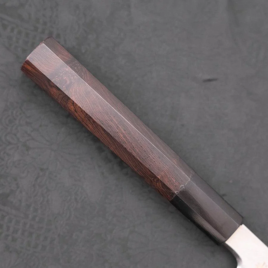 Yanagiba White Steel #2 Kasumi Chokin Sakura-Fuji Buffalo Ebony Handle 240mm - Image 6